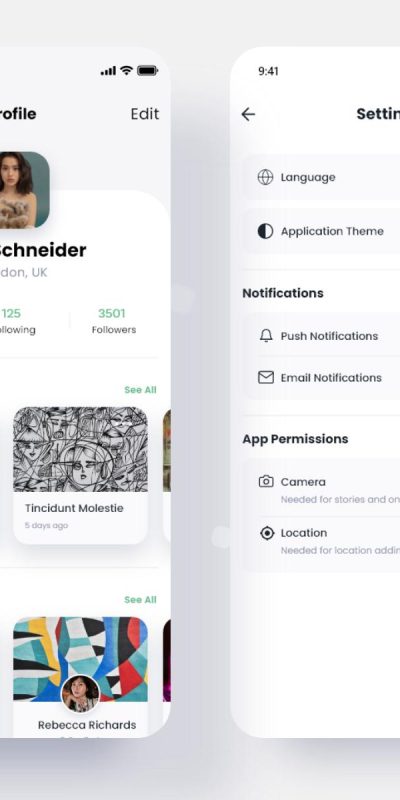 app profile & setting 页UI .xd素材下载