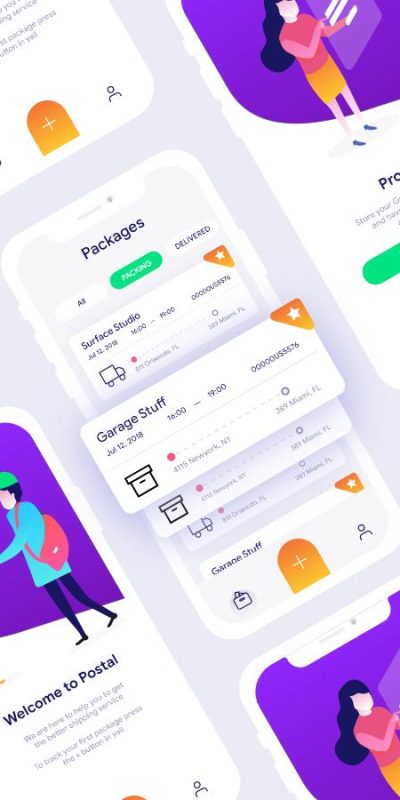 物流邮递app ui .xd素材下载