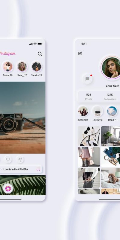 Neumorphic新拟物风格instgram redesign .xd素材下载