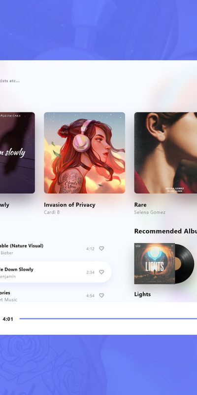 音乐播放web app ui .xd素材下载
