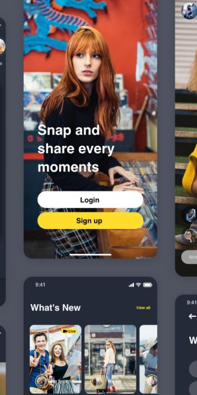 社交app feed 直播页面UI .xd素材下载