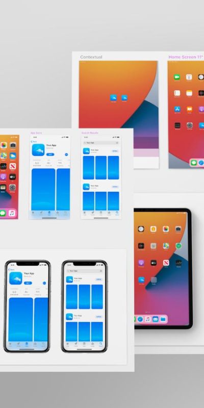 iOS 14 App 图标模板 及展示效果 .sketch素材下载