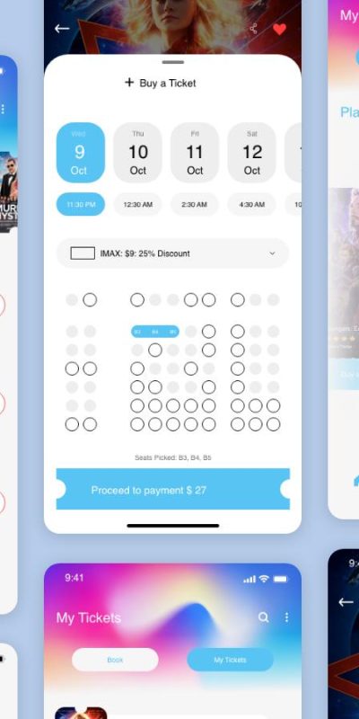 影院电影售票app ui .xd素材下载