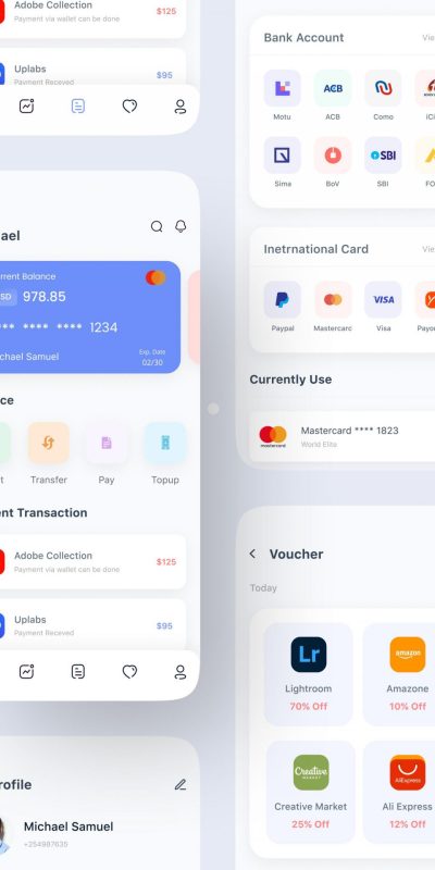 金融支付钱包app ui .fig素材下载