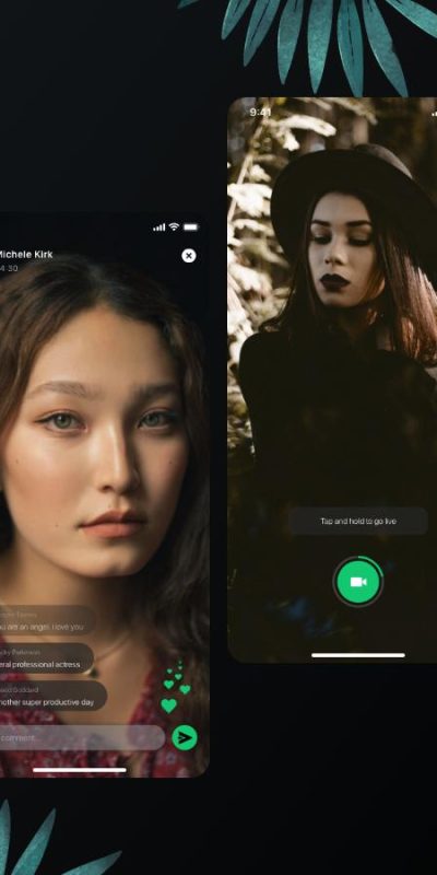 深色主题社交app 直播 ui .xd素材下载