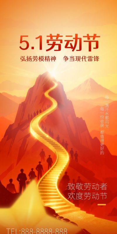 五一51劳动节节日宣传营销手机H5海报壁纸图片PSD设计素材(56)