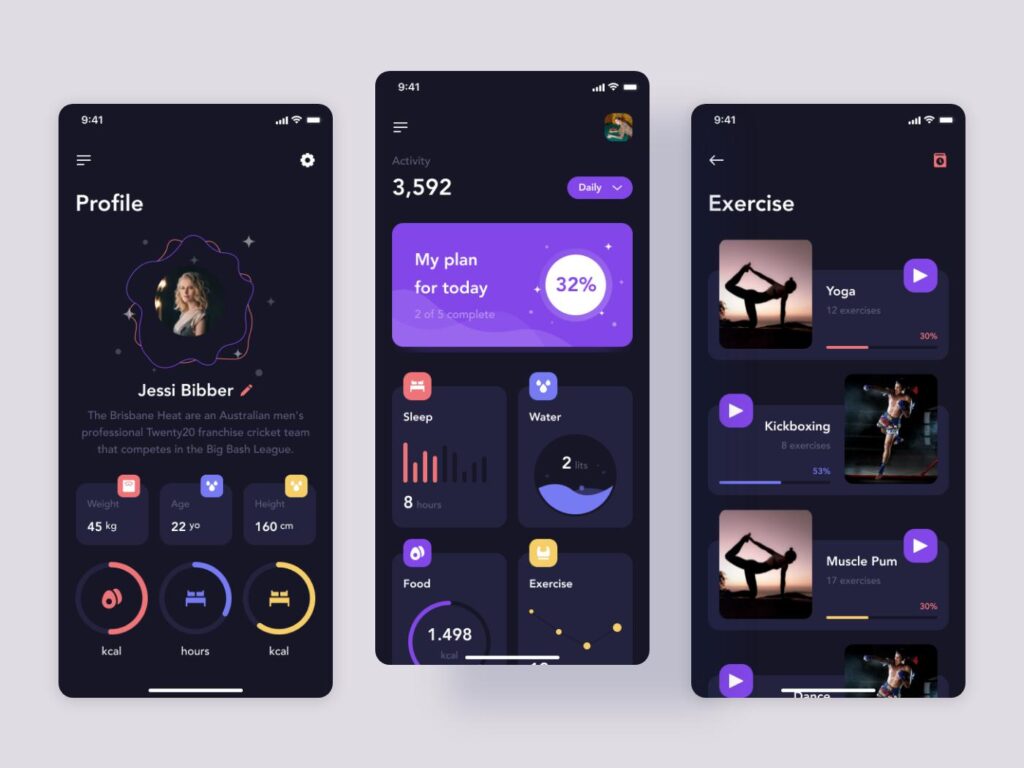 深色主题健身app ui .fig素材下载