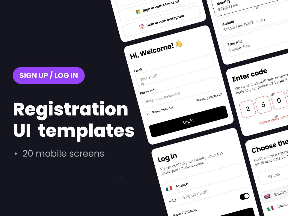 20个app 注册登录UI .fig素材下载