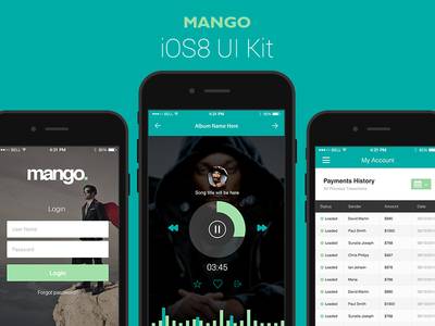 Mango app IOS 8 ui kit psd下载