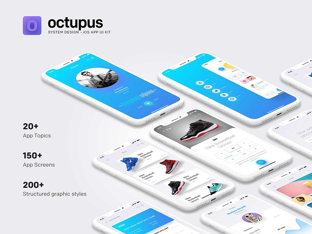 社交APP UI kit Octupus .sketch素材下载