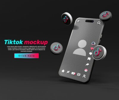 Tiktok图标iPhone手机UI样机[psd]