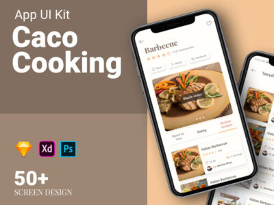 Caco Cooking 美食app ui kit .psd .xd .sketch素材下载