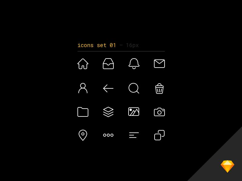 一组简洁的线型图标sketch下载