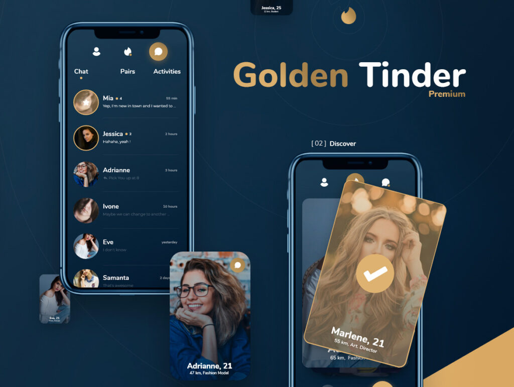 类似探探交友app Tinder UI .xd素材下载