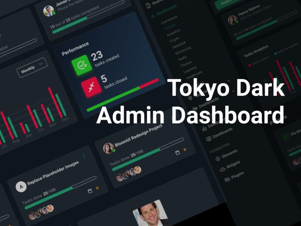 深色风格Tokyo admin dashboard 后台设计模板ui kit .fig素材下载