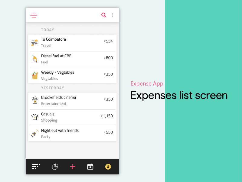 Expense App List Page