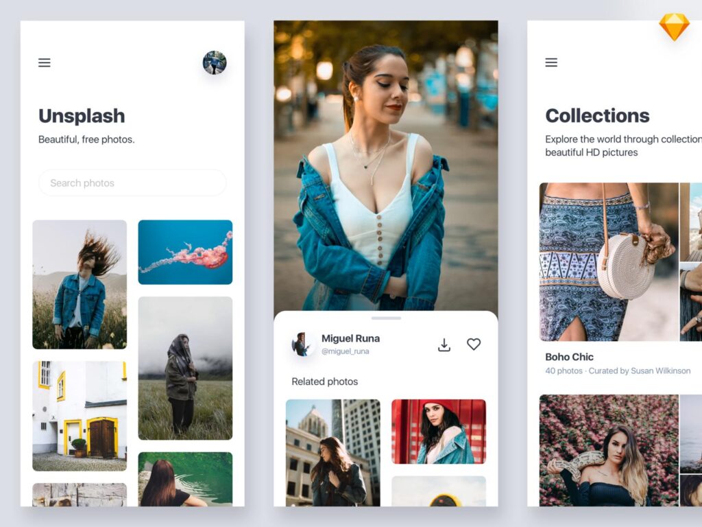 Unsplash APP ui Redesign .sketch下载