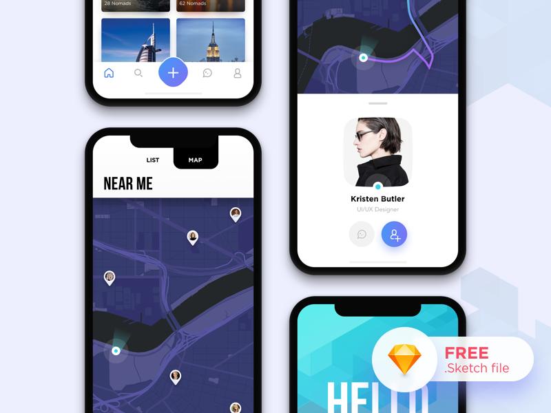 Nomads Dating App ui模板sketch下载