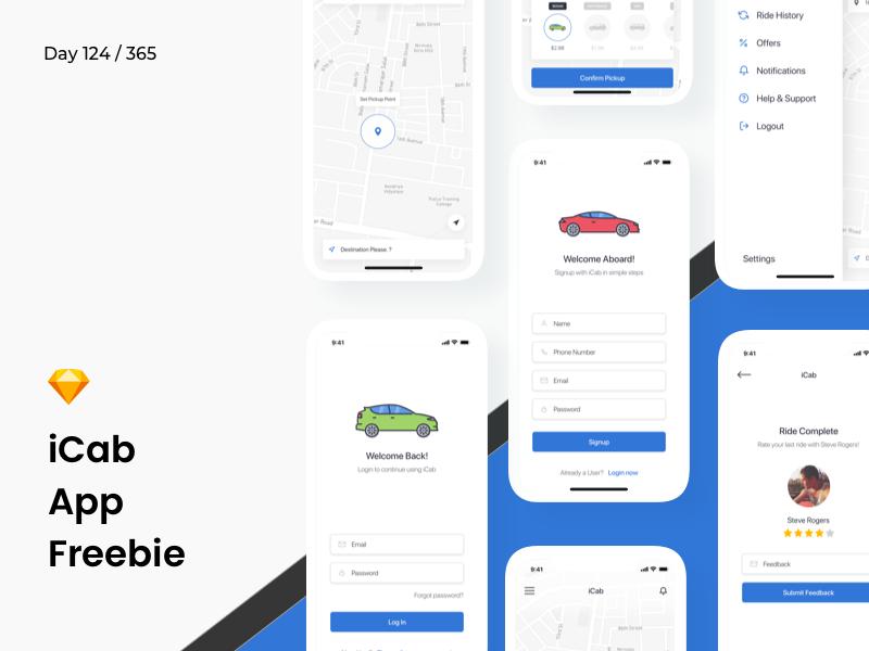 iCab 打车app ui .sketch下载