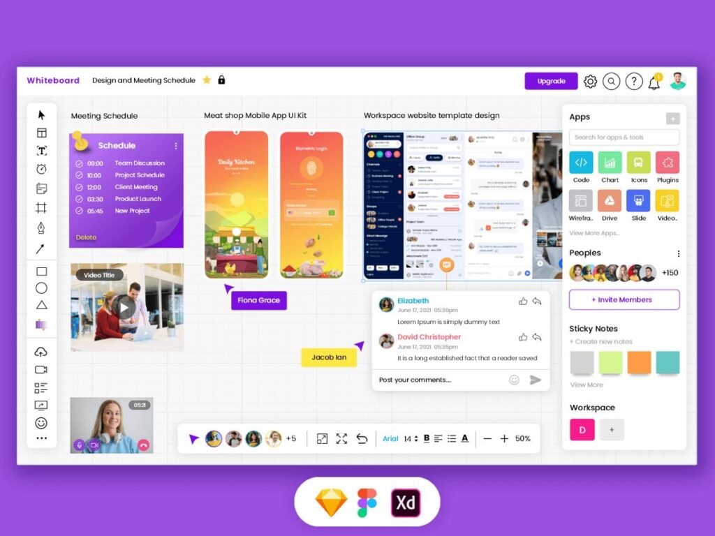 多人协作电子白板UI .fig .sketch .xd素材下载