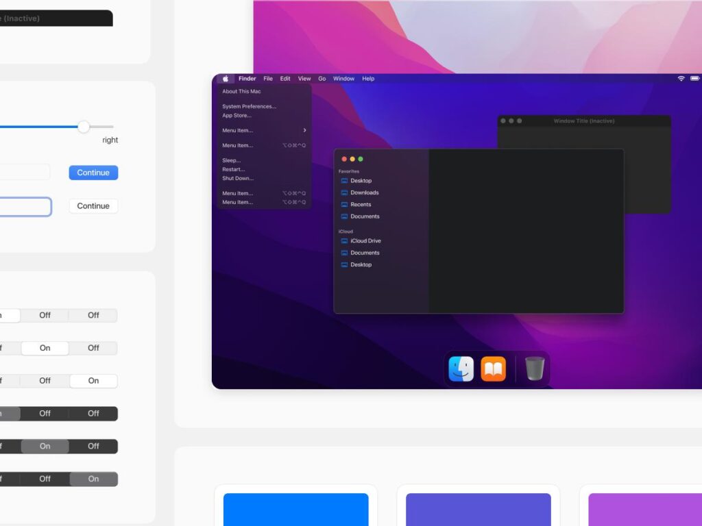 苹果操作系统macOS Monterey UI Kit .fig素材下载