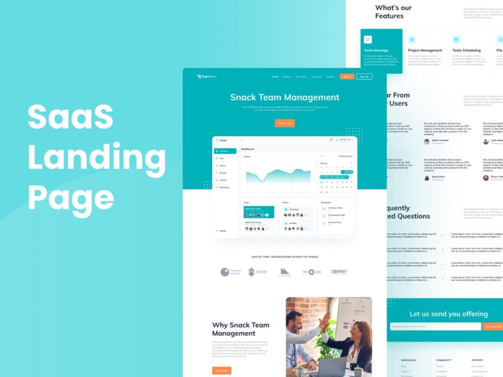 Saas 团队管理服务网站落地页设计模板 .fig素材下载