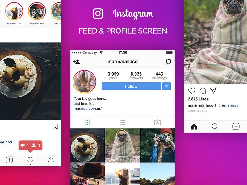 Instagram UI Free PSD