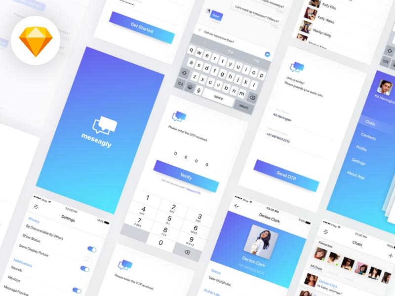 Messagly 聊天类app ui素材sketch下载