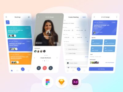 线上会议app ui .fig .sketch .xd素材下载