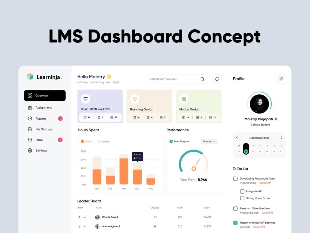 LMS dashboard ui .fig素材下载