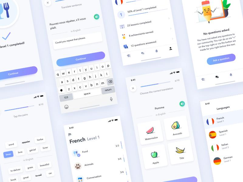 语言学习app ui .sketch素材下载