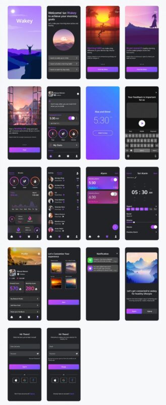 Wakey 闹钟app ui .fig素材下载