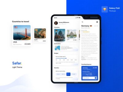 galaxy fold版旅行app ui & mockup .sketch素材下载