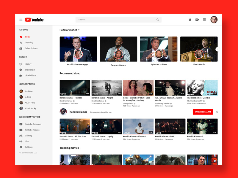 YouTube 网页平台redesign .psd素材下载