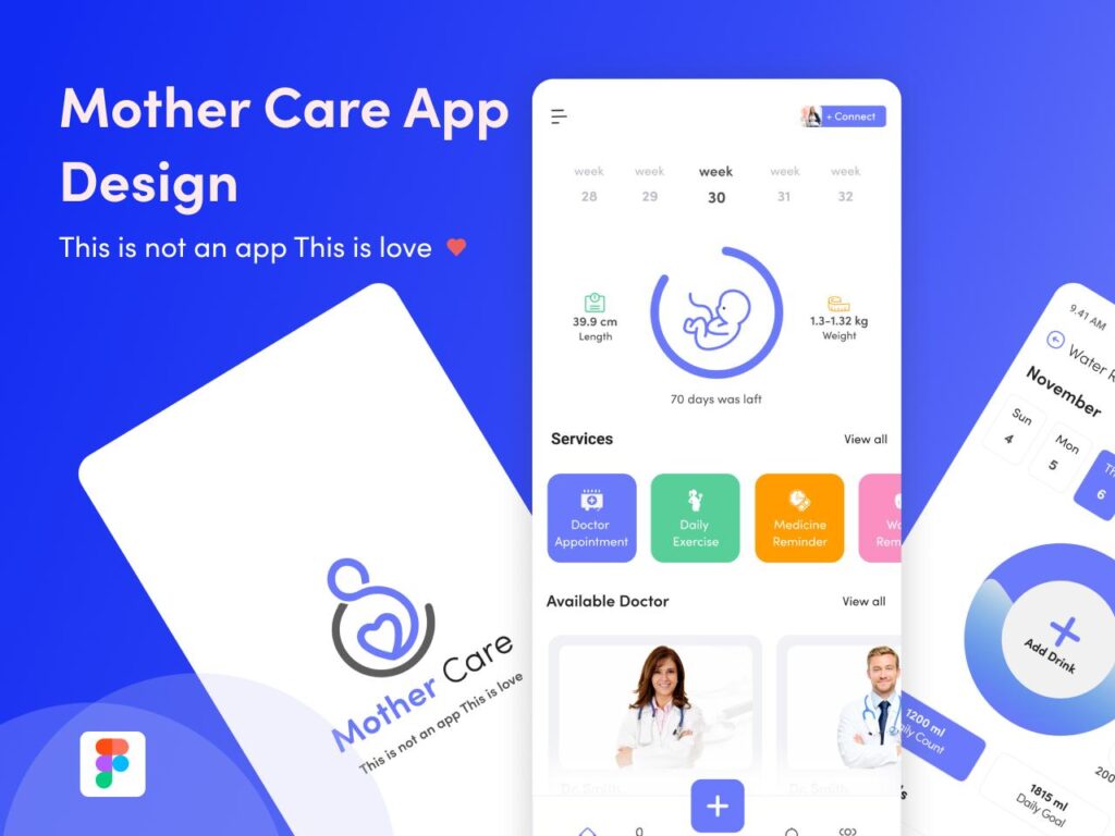 MOTHER CARE 妇幼护理app ui .fig素材下载