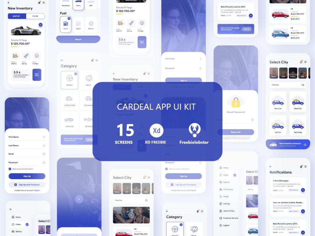 汽车、二手车交易app Cardeal ui .xd素材下载