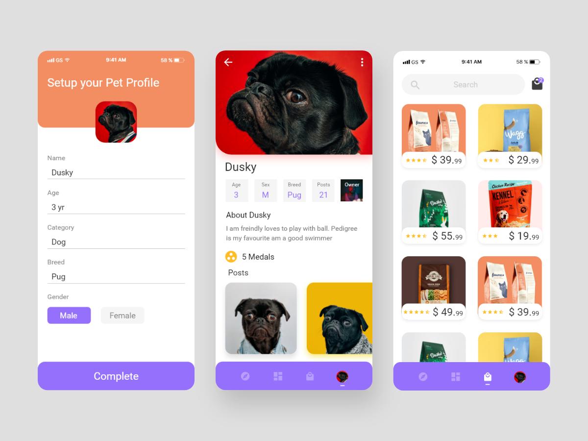 宠物电商app ui .xd素材下载