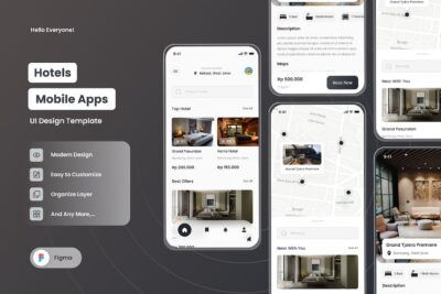 酒店预订手机应用APP UI KIT (FIG)