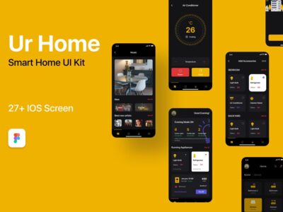 Ur Home 暗黑风格智能家居app ui 设计模板 .fig素材下载