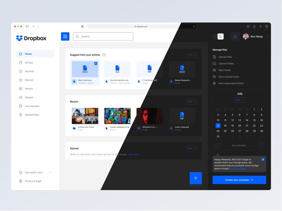 Dropbox Dashboard UI Redesign .fig素材下载