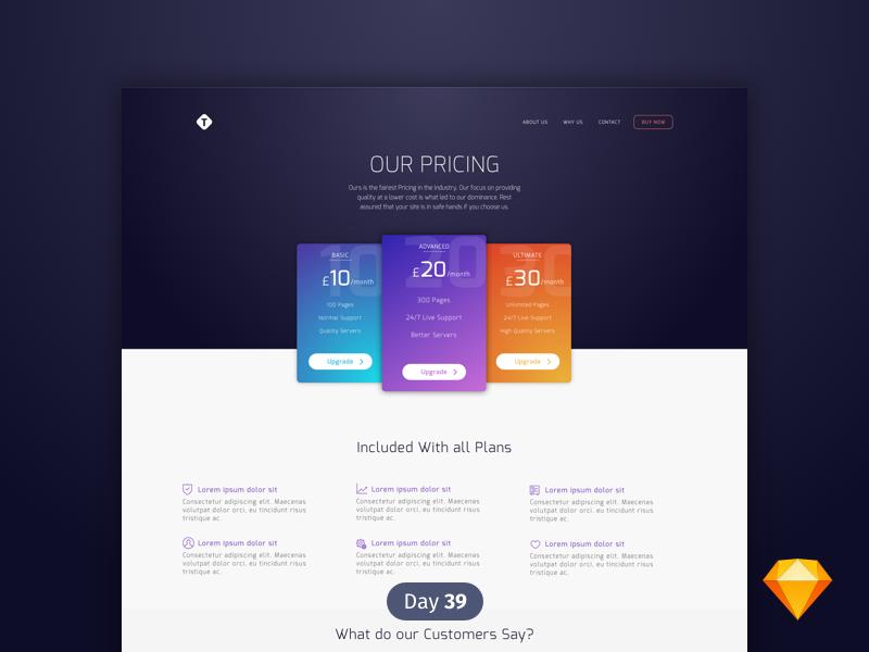 网站价格方案页面ui .sketch素材下载