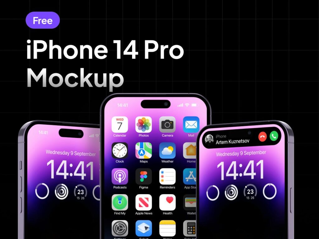 iphone 14 pro 三个角度样机mockup .fig素材下载