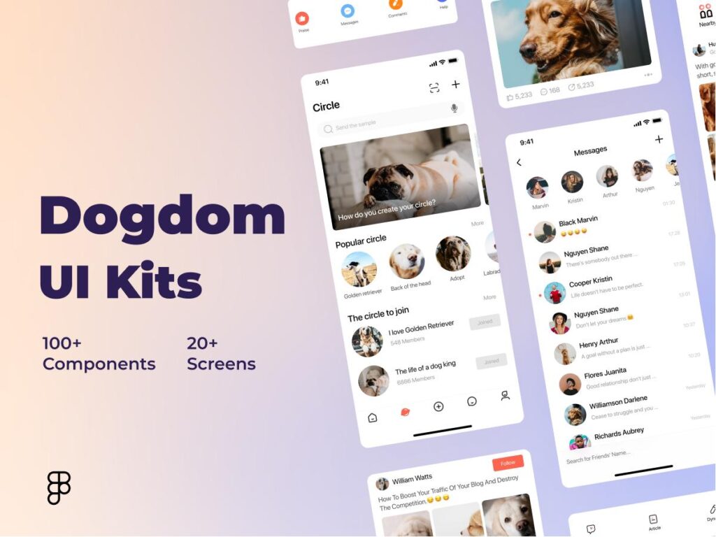 Dogdom 宠物社交app ui .fig素材下载