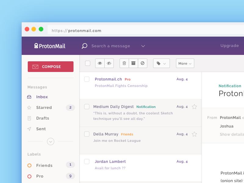 ProtonMail 邮件网页模板sketch下载