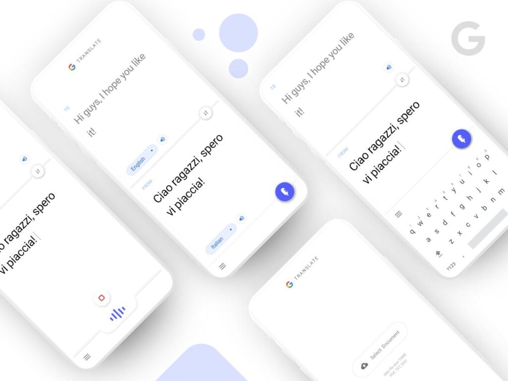 google 翻译 app ui redesign .xd素材下载