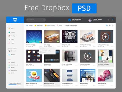 重新设计的 Dropbox Dashboard(后台）psd下载