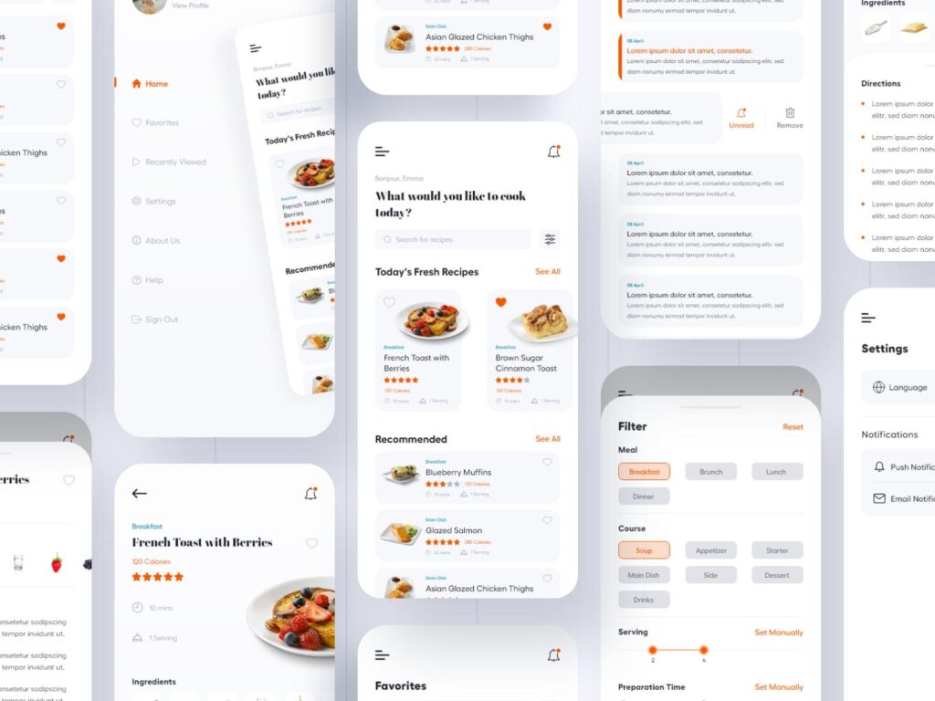 美食食谱app ui .xd素材下载