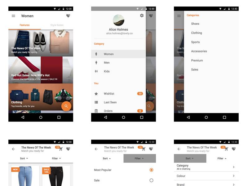 Zalando Material Design UI