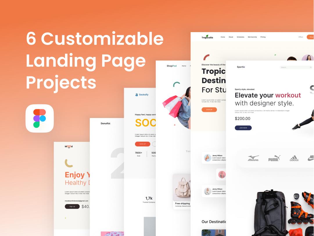 6个落地页landing page 设计模板 .fig素材下载