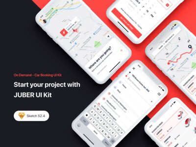 成套打车app ui JUBER .sketch素材下载